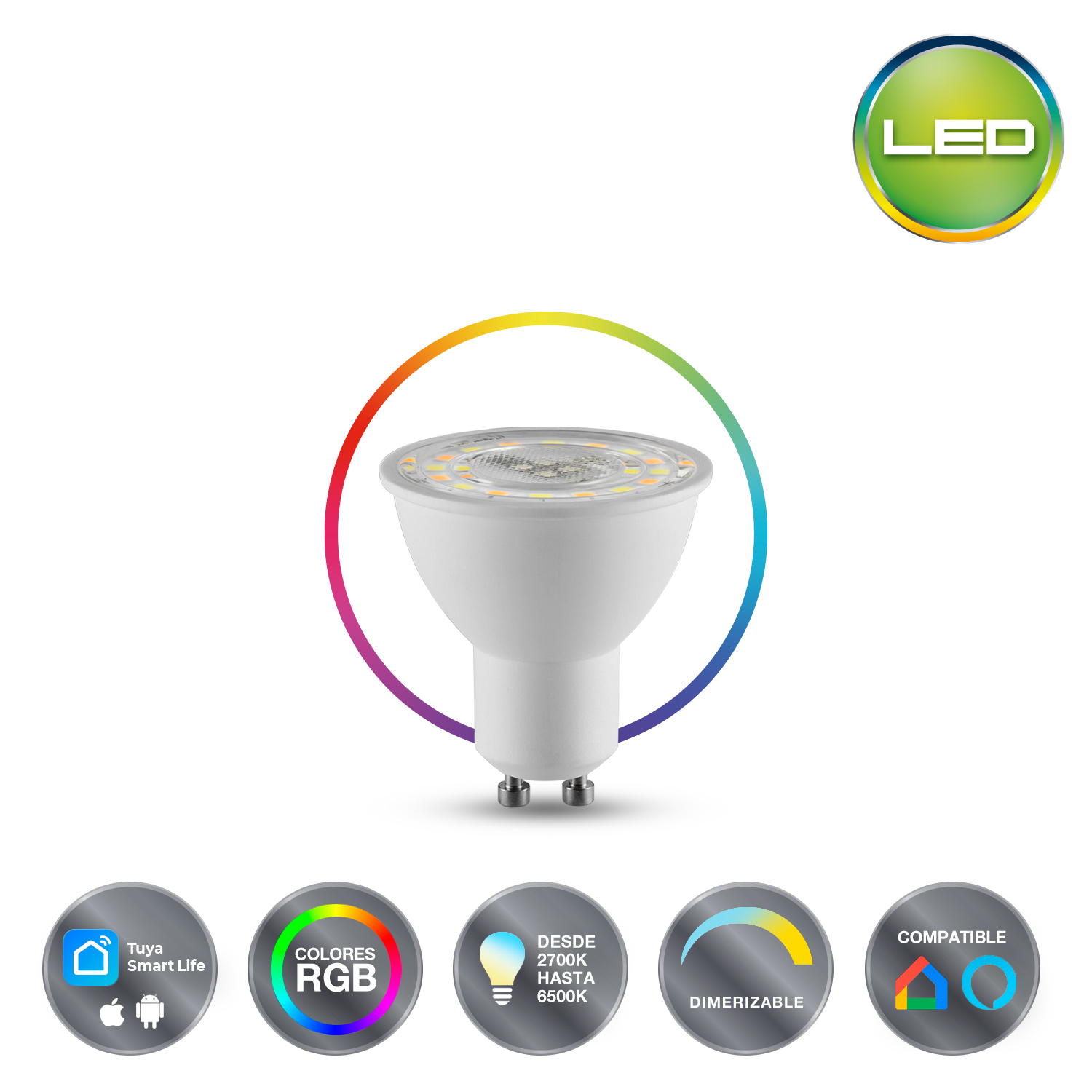 LumicenterFOCO GU10 SMART LED 5W 27-65K RGB DIM 146634