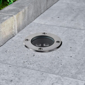 Spot circular de piso LED 5W IP65 Plateado - Luz cálida <b>147180</b>