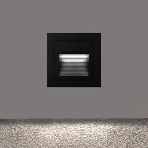 Luz Guía cuadrada LED 3W para empotrar IP54 Negro - Luz cálida <b>147358</b>